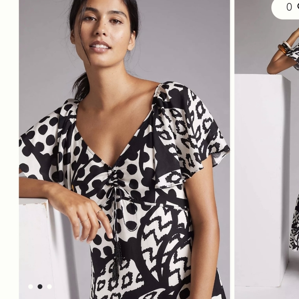 Farm Rio For Anthropologie Flutter-Sleeved Maxi Dress Sz XS - Picture 2 of 15